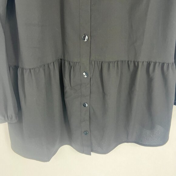 LOGO Stretch Woven Button Front Blouse Sz M - Picture 7 of 11